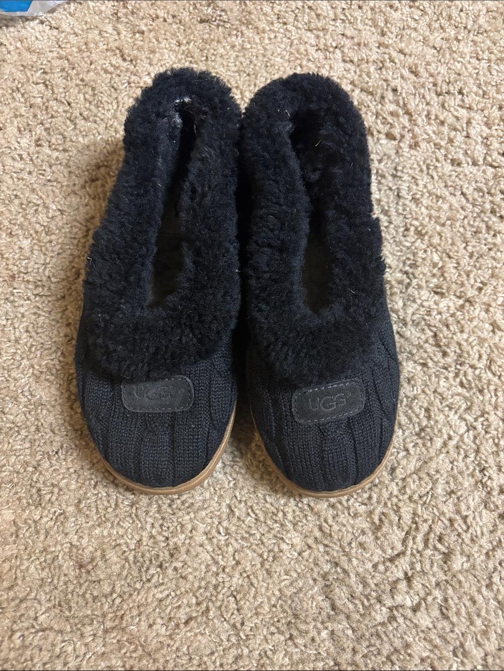Ugg Rylan Slippers 3314 Black Cable Knit Sheepskin Slip On Shoes Comfort Women 7